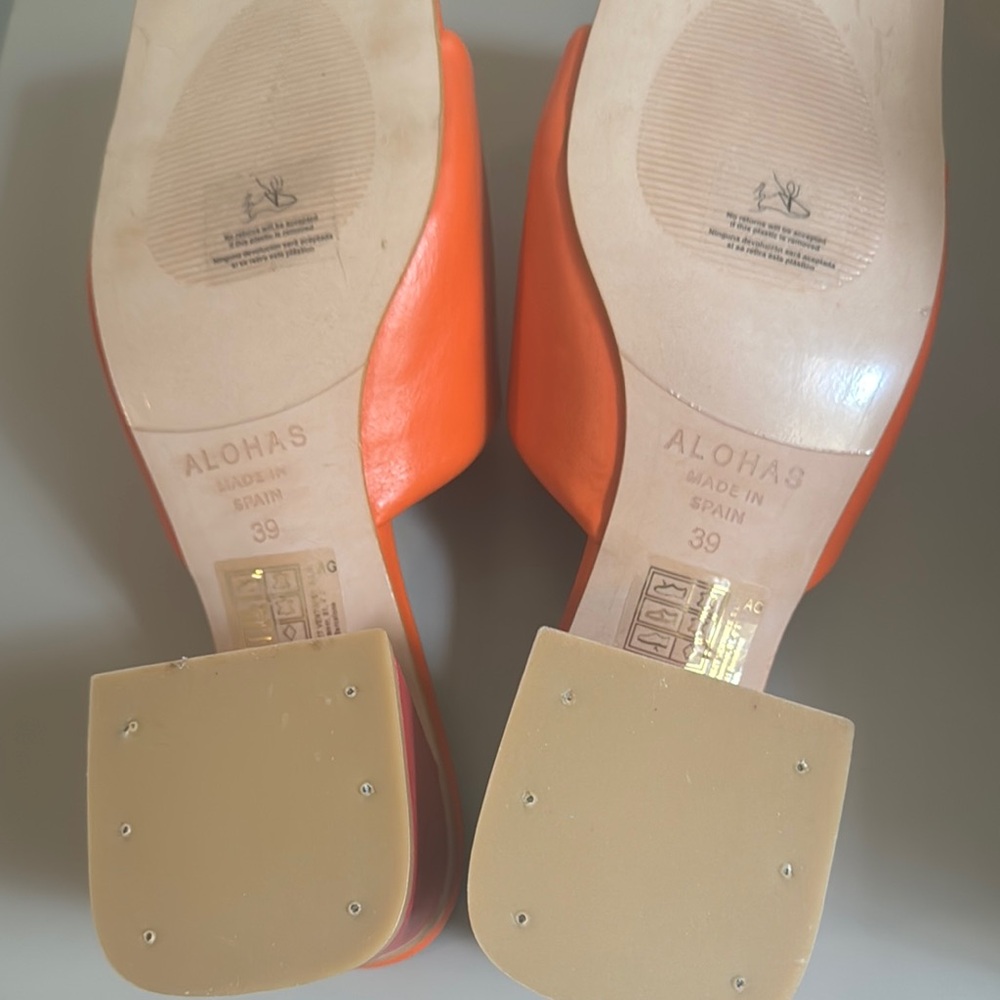 ALOHAS Women's Orange and Pink Mules New - Picture 4 of 4
